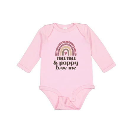 

Inktastic Nana and Pappy Love Me Rainbow Gift Baby Girl Long Sleeve Bodysuit