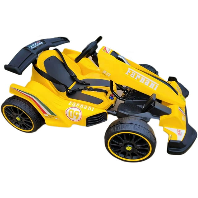 12V Kids Electric Ride On Go Kart With Remote Control - Yellow