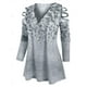 thumbnail image 2 of Tallas grandes con cremallera en V cuello floral escalera recortado frío hombro superior Rosegal Mangas largas de talla grande, 2 of 5