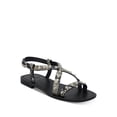 thumbnail image 4 of MARC FISHER Womens Black Snakeskin Studded Ankle Strap Fianna Square Toe Block Heel Buckle Leather Slingback Sandal 6 M, 4 of 4