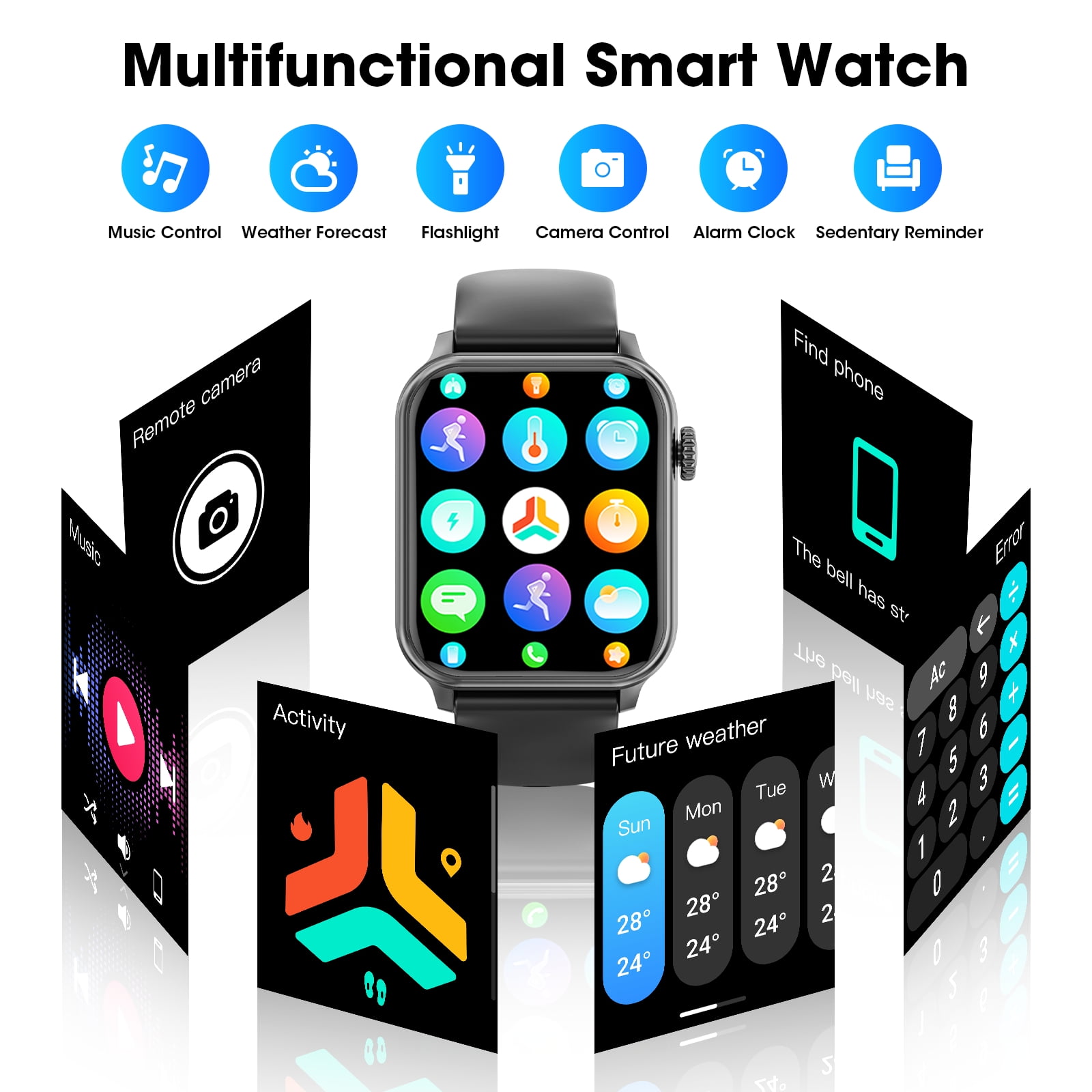 Mingdaln 46mm Extra Large Battery Smartwatch, (Answer Make Calls/Standby Time 60 Days/120+ Sport Mode)fits for Android and iPhone Devices,perfect gift (Black)