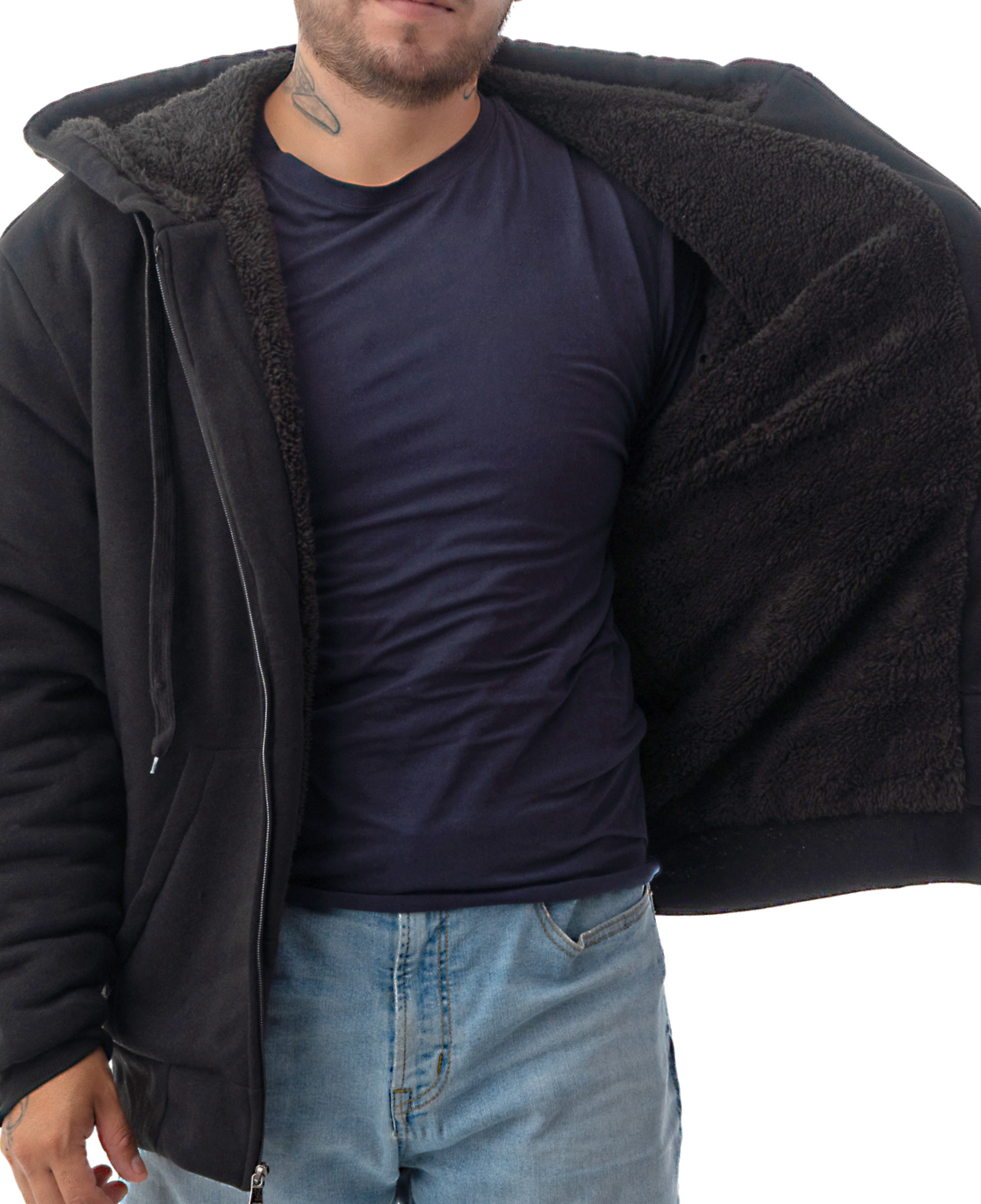 Jvini Men's Ultra Soft Sherpa Lined Full Zip Hoodie photo 5
