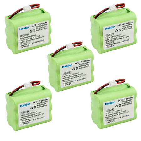 Kastar 5-Pack 7.2V 2600mAh Ni-MH Battery Replacement for ADT/Protection One Control Box Battery JC1P-BH722 Security Control Panel Battery DANTONA CUSTOM223 2GIG BATT1X 2GIG BATT2X Console