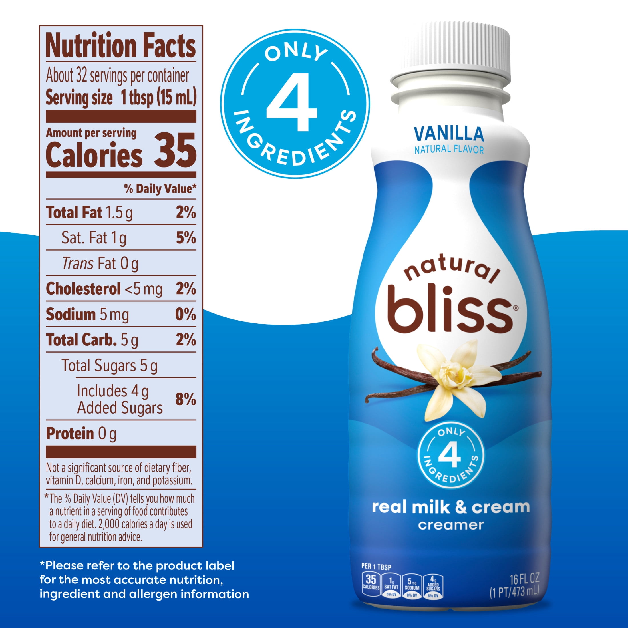 Natural Bliss Vanilla, Liquid Dairy Coffee Creamer, 16 fl oz​