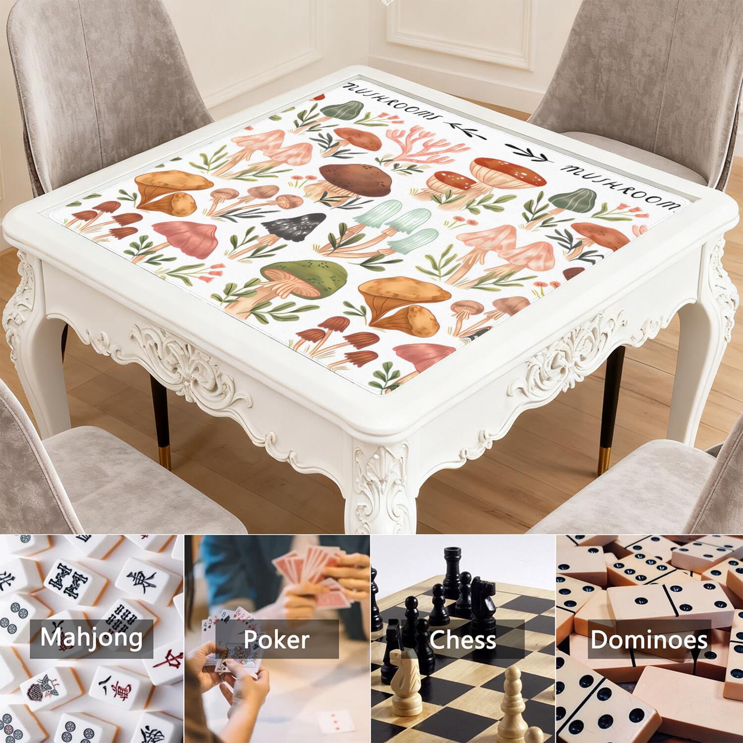 Plants Inspired Game Table Mat Measuring 31.5x31.5 Inches Made of Rubber Material with Anti-Slip Non-Slip Backing and Noise Reducing Qualities for Tiles Cards