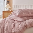 thumbnail image 6 of Full Tufted Comforter Set 3Pcs, Pink Boho Ruffled Microfiber All Season Bedding, 6 of 6