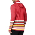 thumbnail image 6 of LTTVQM Adult Male Lightweight Cooling Sun Hoodie Simple Two Tone Striped Print Integrated Neck Gaiter Attached Face Shield Breathable Outdoor Sports Shirt Red 4XL, 6 of 6