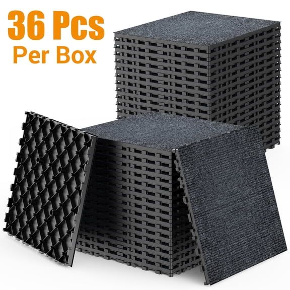 36pcs Carpet floor 12" Patio Deck Tiles, DIY Module Interlocking Decking Carpet,Easy and Quick Installation Court Tiles for Porch Poolside Balcony Backyard