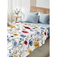 thumbnail image 4 of Spring Floral Queen Size Flat Sheet, Wrinkleproof & Fadeproof Cooling Flat Bed Sheet Only, Elegant Watercolor Botanical Flower Breathable Soft Bedding Top Sheets 90 x 102 Inches, 4 of 8