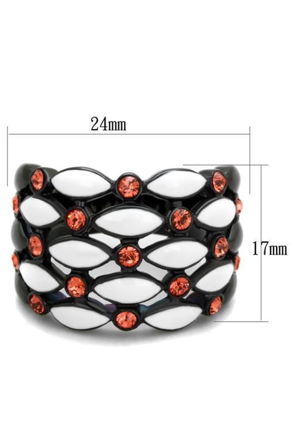 TK1832 - IP Black(Ion Plating) Stainless Steel Ring with Top Grade Crystal in Garnet