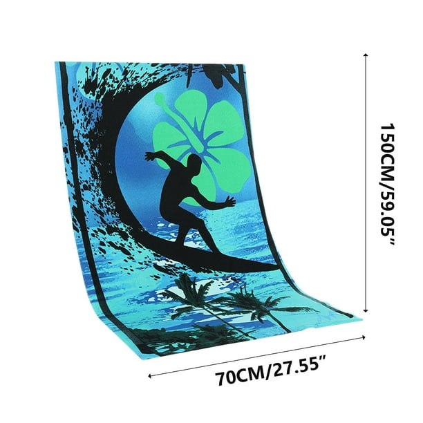 Toalla de playa superabsorbente con estampado activo: para natación, secado rápido y estampados. Toalla de playa de fibra fina: para natación, deportes y secado rápido.