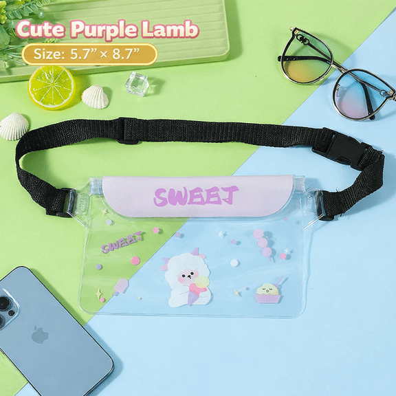 Waterproof Phone Pouch Waist Bag, Clear Dry Bag with Adjustable Strap for Swimming Beach Pool, Touch Screen Waterproof Case for iPhone Android, Lightweight Crossbody Belt Bag