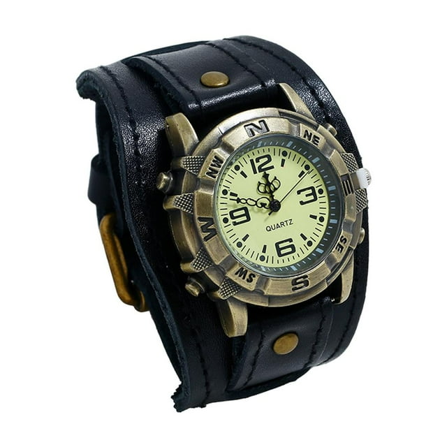 Reloj de pulsera de lujo jinwen Reloj vintage cuero a prueba de agua Negro