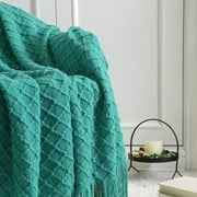 CREVENT Boho Throw Blanket for Couch Sofa Chair Bed Decoration, Gift Idea for Adult, Soft Warm Cozy Light Weight (50''X60'' Aqua Blue / Teal)