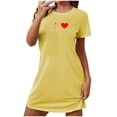 thumbnail image 2 of Camisón corto de San Valentín para mujer, talla grande, estampado en el pecho, cuello redondo, manga corta, 2 of 3
