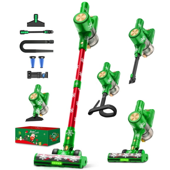 Cocbny  Cordless Vacuum Cleaner 46Kpa/500W/55Mins(Christmas Limited Edition), Self-Standing Lightweight Rechargeable Stick Vacuum Cleaners for Home, for Family & Pet Owners