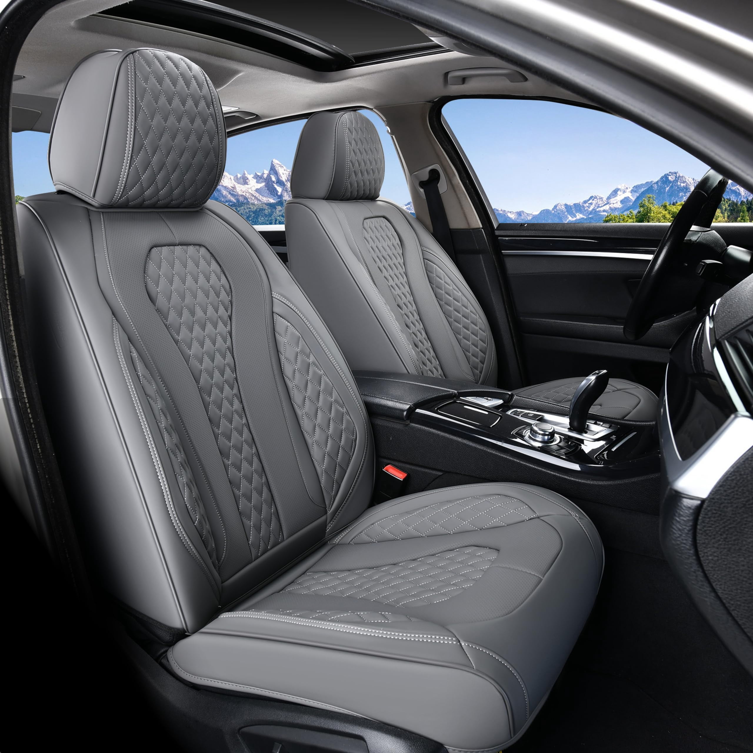 2007-2025 Car Seat Cover for Lexus ES350, Gray Car Seat Covers, Waterproof Leather, 5 Piece Full Set, Easy to Clean and Install, Non-slip, Suitable for All Seasons, Beautify the Interior of Old Cars