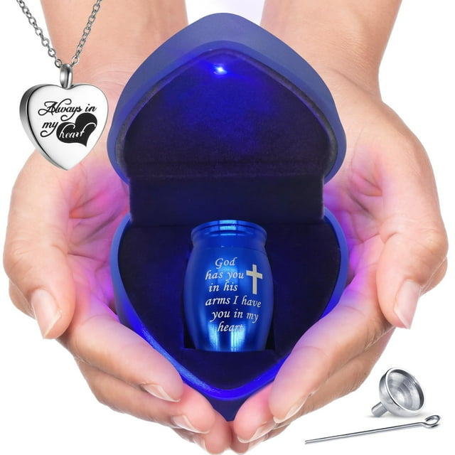 Urna crematoria YmBest de 1,6 L con collar para cenizas humanas