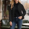 thumbnail image 2 of Women's Bomber Jacket Zip Up Coat with Pockets Black XXXXL, 2 of 5