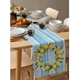 thumbnail image 2 of Table Runner Dresser Scarf 13 x 108 Inch Country Bless This Home Yellow Lemon Blue Wood Grain Table Runners Non-Slip Heat Kitchen Dining Table Decor for Indoor Outdoor Home Party Decoration, 2 of 7