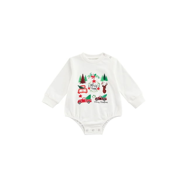 Kmbangi Baby Romper Cartoon Patterns Print O-Neck Long Sleeve Bodysuit