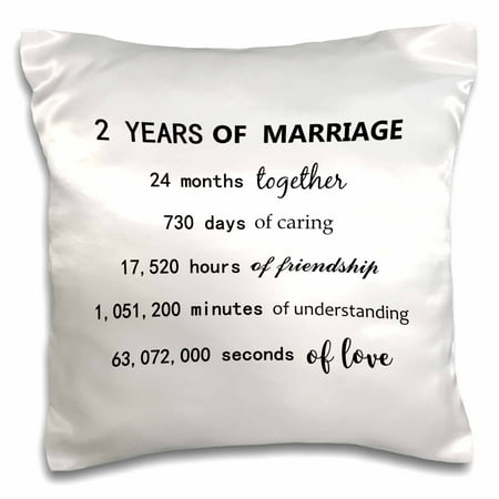3drose 2 Years of Marriage 2nd Wedding Anniversary in Months Days Hours 16×16 inch Pillow Case