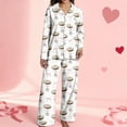 thumbnail image 5 of Valentines Pajamas Cute Heart Print Cotton Womens Long Sleeve Button Down Matching Sleepwear Set, 5 of 9