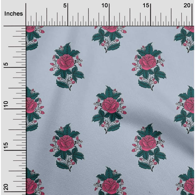 oneOone Silk Tabby Fabric Leaves & Floral Block Fabric Prints By Yard 42 Inch Wide