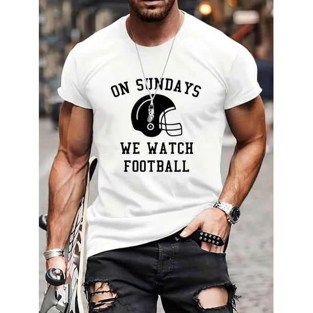 Camiseta para hombre con estampado de eslogan y casco de fútbol americano, camiseta gráfica, ropa de verano para hombre, conjuntos para hombre, camisetas informales