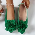 thumbnail image 2 of Lenago Bowknot Flower Flat Shoes for Women Slip On Low Wedge Casual Walking Shoes with Arch Support Summer Beach Fashion Shoes Footwear Green Size-8.5, 2 of 9