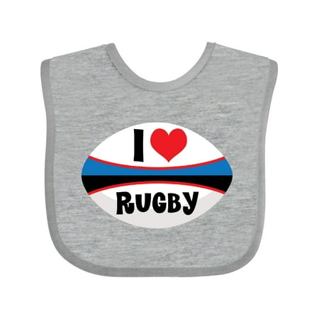 

Inktastic I Love Rugby sports ball Boys or Girls Baby Bib
