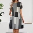 thumbnail image 2 of Geometric Art, Black And White Beige Dress Fashion Beach Short Sleeve Dresses Female Party Printed Sundress, 2 of 7