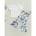 thumbnail image 4 of Bagilaanoe 2pcs Toddler Baby Girl Long Pants Set Letter Print Short Sleeve T-shirt Tops + Flare Trousers 9M 12M 2T 3T 4T 5T Kids Casual Outfits, 4 of 9