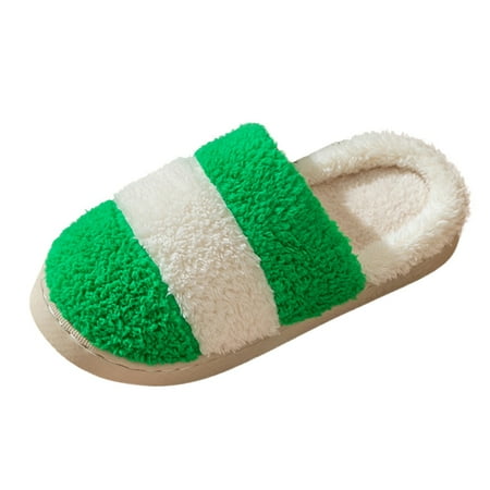 

nsendm Slippers Women Indoor Winter Couples Women Warm Home Baotou Plush Soft Bottom Washable Slippers for Women Shoes Green 8.5