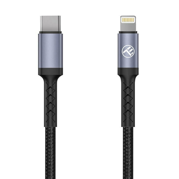 Tellur Data Cable Type-C To Lightning, 2A, PD18W, 1m, Nylon, Black, Compatible with Apple Devices, by TELLUR