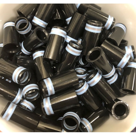 Iron Ferrules Black w/ Baby Blue & Silver Rings 1”