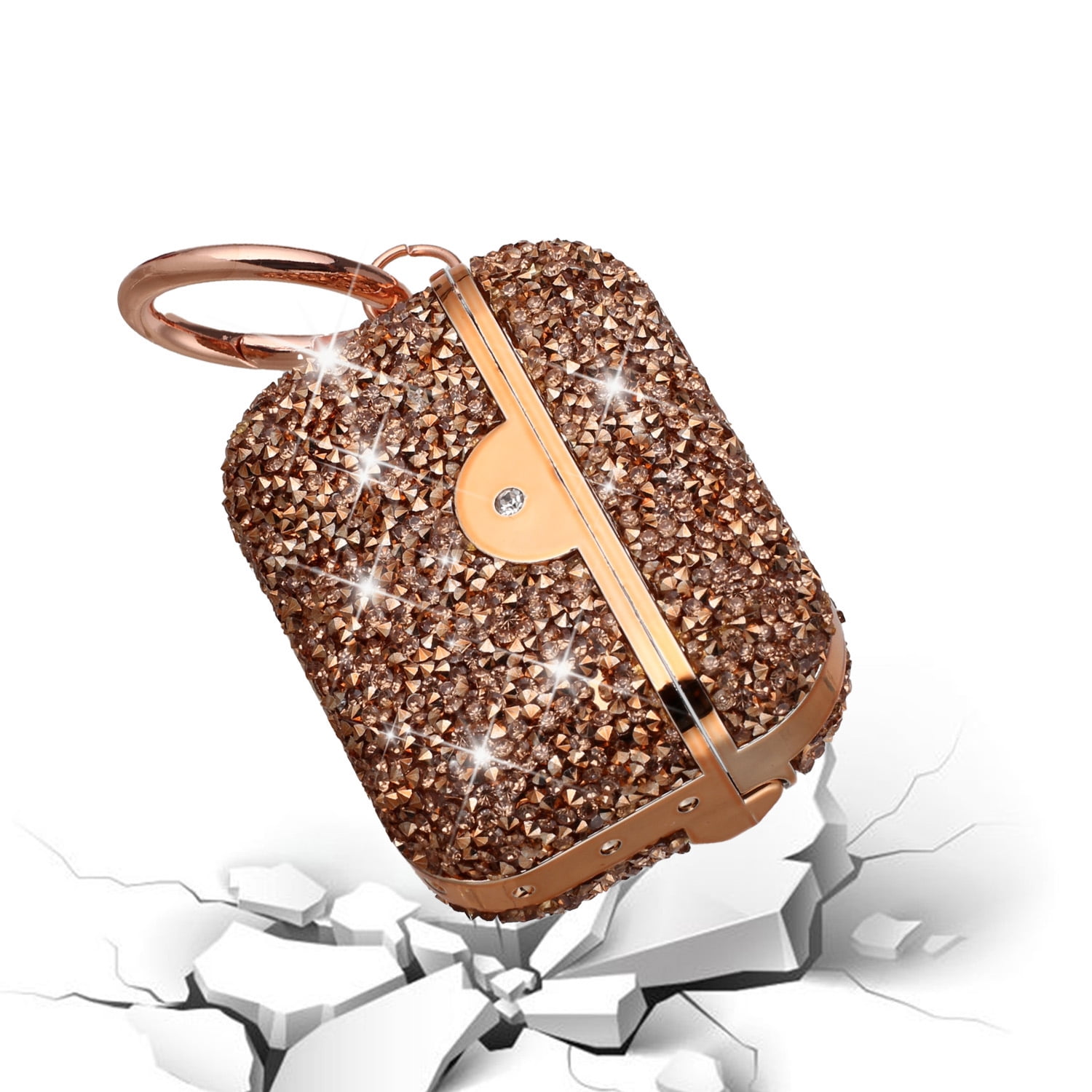 For AirPods Pro Deluxe Diamond Bling Glitter Case Cover Rose - Main Image