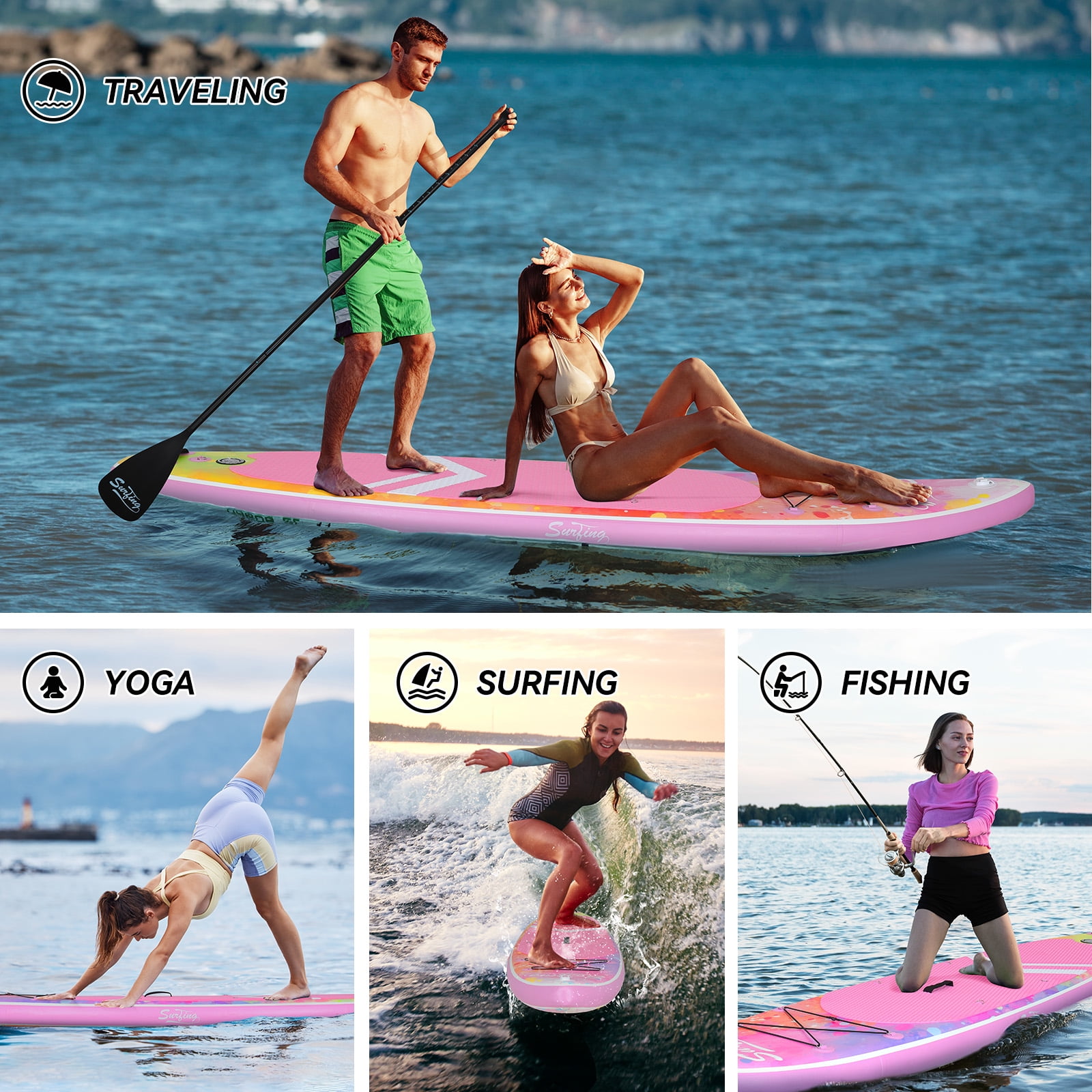 PULUOMIS Inflatable Paddle Board with Seat,Backpack,Hand Pump,Fins,Repair Kit - 11 Ft - Adult - Blue
