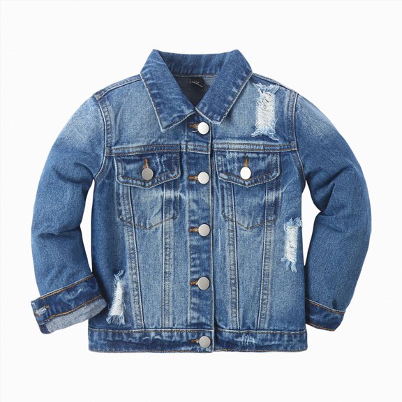 Ccpelsie Kids Classic Denim Jackets Kids Button Down Jeans Jacket Top Coat Outwear for Big/Little Boy or Girl(Blue,3-4 Years)