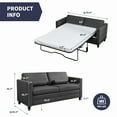 thumbnail image 4 of ZAFLY 2-in-1 Queen Size Pull Out Sofa Bed | Convertible Sleeper Sofa with Fold Out Mattress | Leather Loveseat Futon Couches for Living Room - Charcoal Grey, 4 of 7