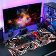 thumbnail image 6 of Black Red Swirl Gaming Mouse Pad XXL Gray Marble Grey Fluid Design Extended Large Mat Mousepad Desk Pad Non-Slip Rubber Base Stitched Edge Keyboard Pad Playmat for Computer,35.4×15.7 Inch, 6 of 6