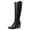 BLACK-WIDE, variant on Womens Cowboy Boots Chunky Heel Pointed Toe Embroidered Western Cowgirl Knee High Boots Black/Pu Size 7.5
