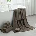 thumbnail image 5 of Green Essen 4 Packs Bath Towel Set Plush Bath Sheet 600 GSM Oversized Thick Bath Shower Towels 35x70-Extra Soft Cozy-Absorbent-Quick Dry-Multi-Purpose Hotel Large Microfiber Bathroom Towels Dark Brown, 5 of 8
