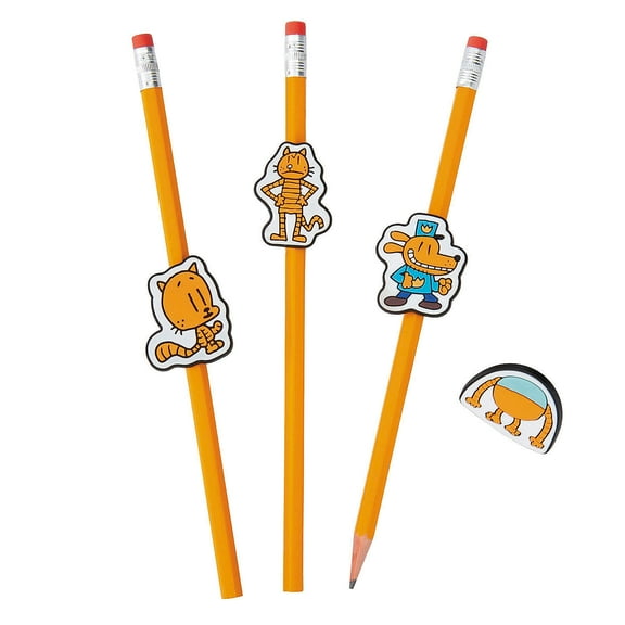 1 1/2" Dog Man Characters Rubber Pencil Charms - 24 Pc.