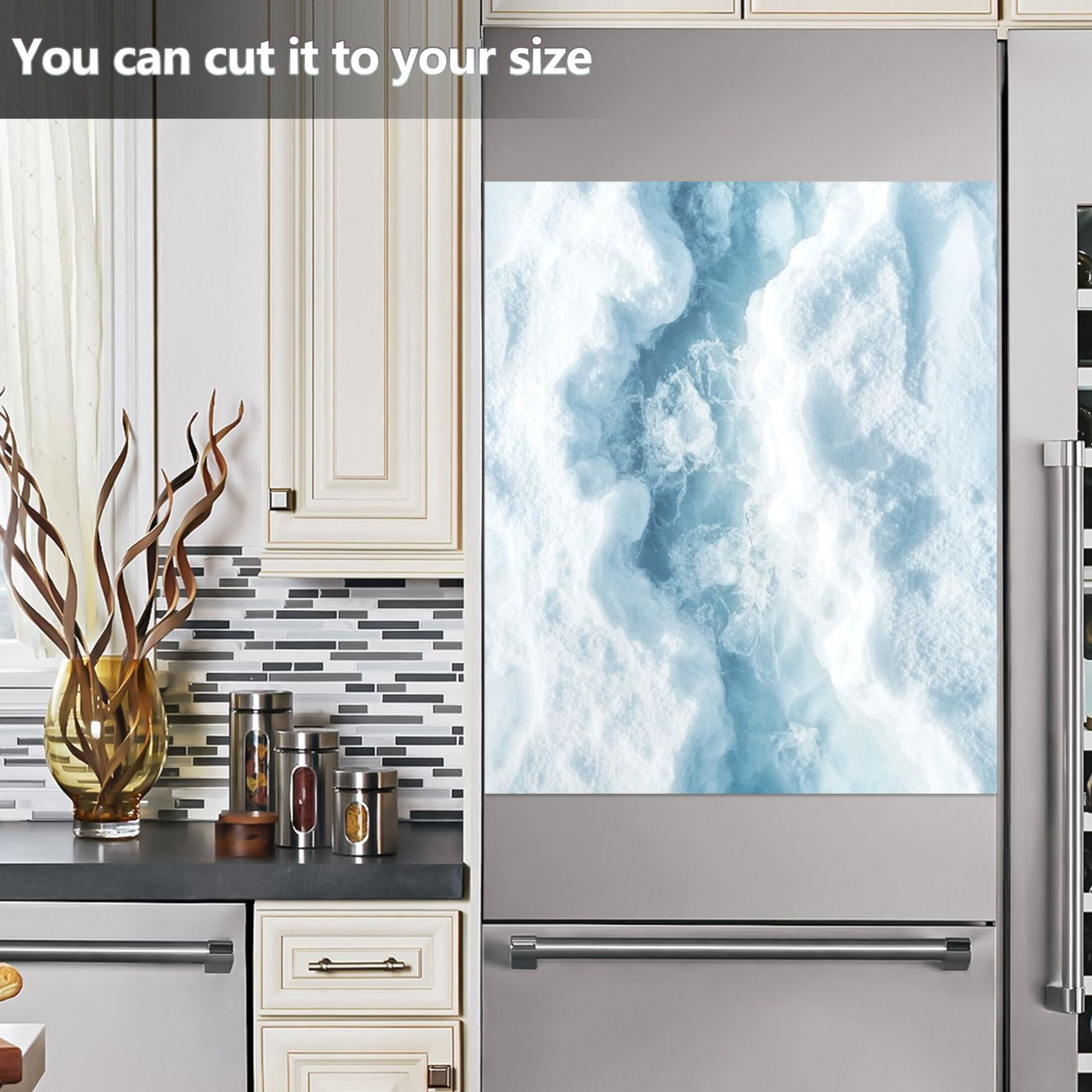 Dishwasher Magnetic Sticker 23x26 Inch Refrigerator Magnetic Sticker Washing Machine Magnetic Sticker Kitchen Panel Magnetic Sticker Home Decor White Ocean Pattern