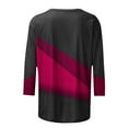 thumbnail image 4 of 3/4 Sleeve Womens Tops Plus Size Crew Neck Color Block Patchwork Tunic Basic Tee Spring Lightweight Casual Blouses(Multicolor,XL), 4 of 4