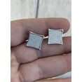 thumbnail image 2 of Micro Pave Kite Square 14K White Gold Plated Cubic Zircon Men Women Stud Earring, 2 of 9