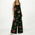 thumbnail image 4 of Women's Christmas Printed Jumpsuit - Loose Casual Versatile Romper, Dark Green Size XXL, 4 of 6