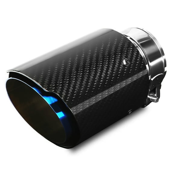 2.5"(63mm) Inlet Exhaust Tip Muffler Stainless Steel and Glossy Carbon Fiber Car Tail Pipe, Outlet 89mm(3.5"）
