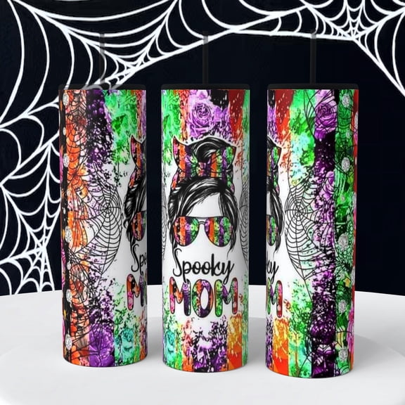 Halloween Spooky Mom on 20 oz Tumbler insulated coffee cup